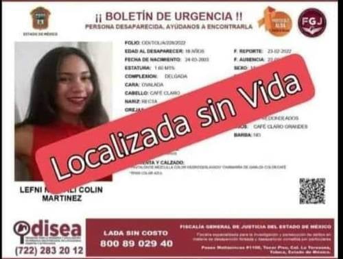 Jovencita desaparecida en Almoloya del Río, aparece sin vida en basurero de Tianguistenco